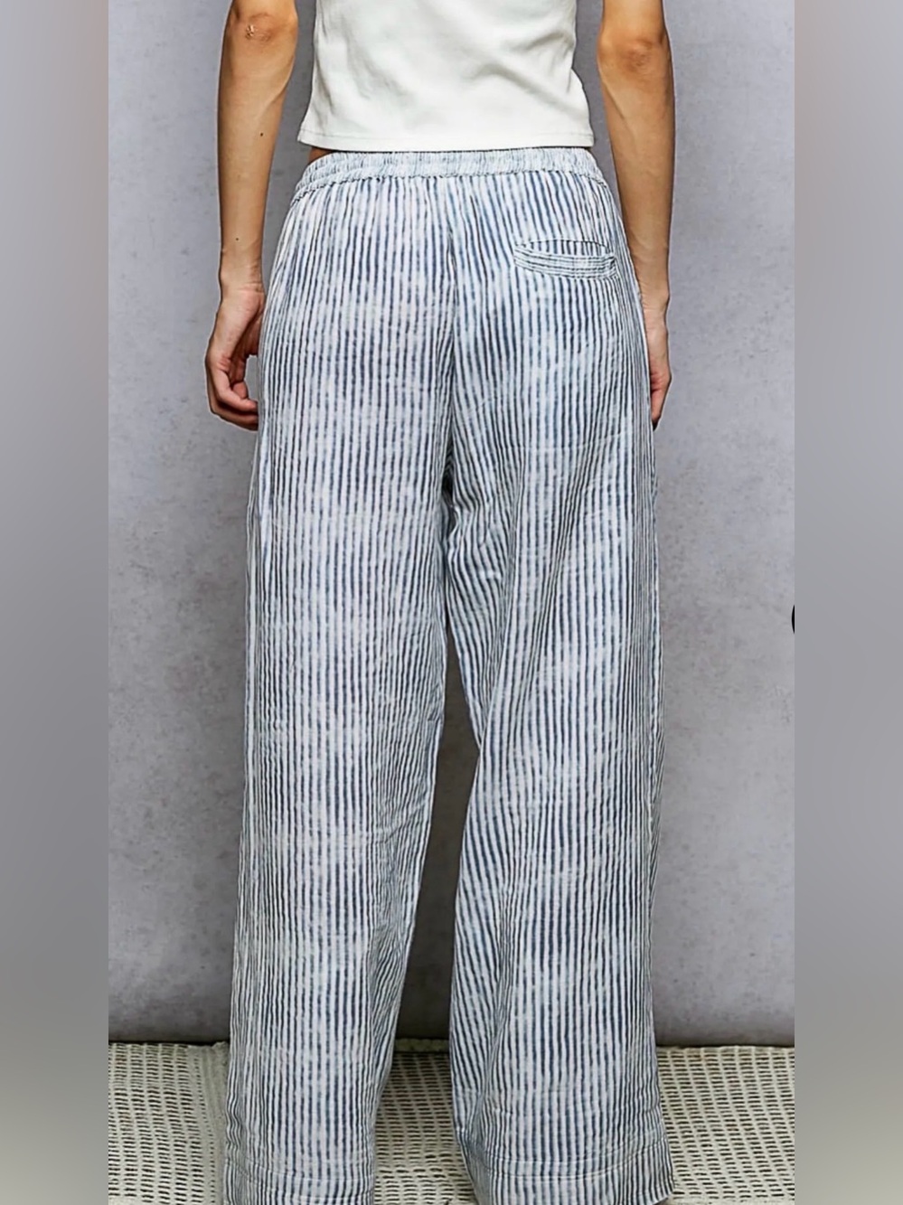 POL Light Blue Striped Wide-Leg Pants - Picture 4 of 4
